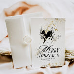 Modern Gold Moon Magic Forest Foto Weihnachten<br><div class="desc">Die Weihnachtskarte des Schwarzwaldes ist eine festliche und bezaubernde Möglichkeit, Ihren Freunden und der Familie während der Ferienzeit herzliche Fotos zu schenken. Die Karte zeichnet sich durch eine atemberaubende Kombination aus Schwarz und Gold aus und schafft eine elegante und magische Atmosphäre, die an ein Winterwunderland erinnert. Der Hintergrund der Karte...</div>