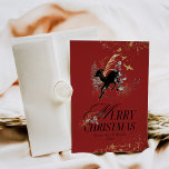 Modern Gold Moon Magic Forest Foto Weihnachten<br><div class="desc">Die Weihnachtskarte des Schwarzwaldes ist eine festliche und bezaubernde Möglichkeit, Ihren Freunden und der Familie während der Ferienzeit herzliche Fotos zu schenken. Die Karte zeichnet sich durch eine atemberaubende Kombination aus Schwarz und Gold aus und schafft eine elegante und magische Atmosphäre, die an ein Winterwunderland erinnert. Der Hintergrund der Karte...</div>