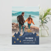 Modern Gold Mountains Trip Foto Weihnachten (Stehend Vorderseite)