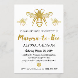 Modern Gold Mumma to Bee Baby Shower Einladung