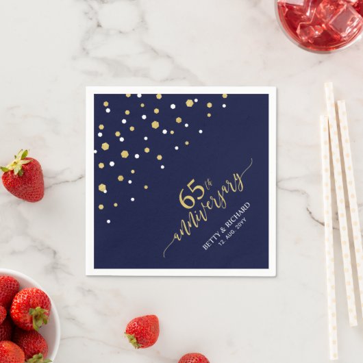 Modern Gold & Navy 65th Anniversary Party Napkins Serviette (Beispiel)