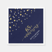 Modern Gold & Navy 65th Anniversary Party Napkins Serviette (Vorderseite)