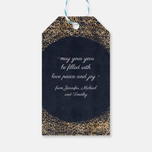 Modern Gold Navy Blue Mercury Custom Text Geschenkanhänger (Rückseite)