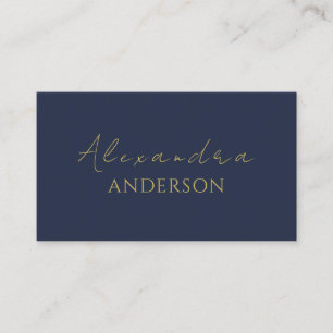 Modern Gold Navy Minimalistisches Script Visitenkarte