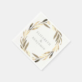Modern Gold Olive Leaf Wreath Garden Wedding Serviette (Ecke)