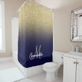 Modern gold ombre marineblasen monogram duschvorhang (Beispiel)