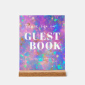 Modern Gold Opal Wedding Sign Unser Gästebuch Acrylschild (Vorderseite)