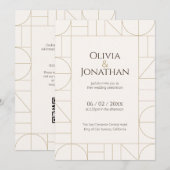 Modern Gold Ornaments Cream Wedding Einladung (Vorne/Hinten)