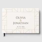 Modern Gold Ornaments Cream Wedding Gästebuch (Vorderseite)