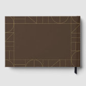 Modern Gold Ornaments Dark Brown Wedding Gästebuch (Rückseite)