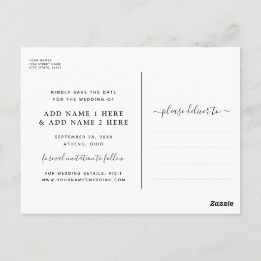 Modern Gold Overlay Full Foto Save the Date Postkarte (Rückseite)