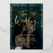 Modern Gold Overlay | Hochzeit von Fotos Folieneinladung (Vorderseite)