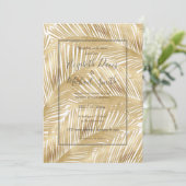 Modern Gold Palm Leaf Tropical Pattern Einladung (Stehend Vorderseite)