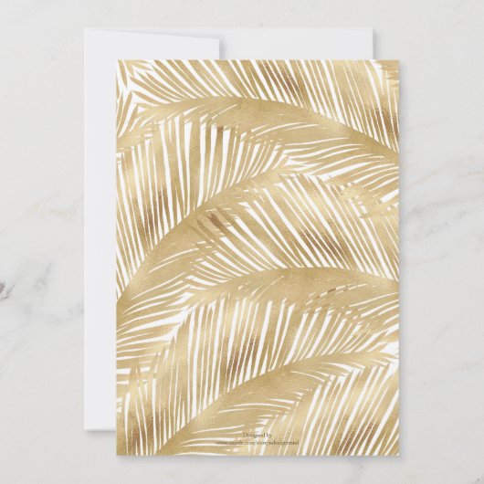 Modern Gold Palm Leaf Tropical Pattern Einladung (Rückseite)