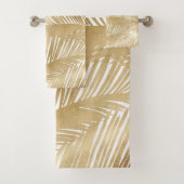 Modern Gold Palm Leaf tropisches Muster Badhandtuch Set (Insitu)