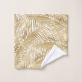 Modern Gold Palm Leaf tropisches Muster Badhandtuch Set (Waschlappen)