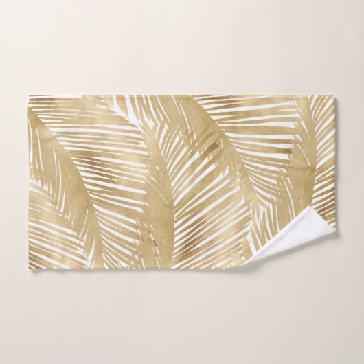 Modern Gold Palm Leaf tropisches Muster Badhandtuch Set (Handtuch)