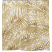 Modern Gold Palm Leaf tropisches Muster Duschvorhang (Vorderseite)