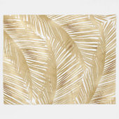 Modern Gold Palm Leaf tropisches Muster Fleecedecke (Vorderseite (Horizontal))