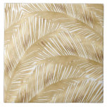 Modern Gold Palm Leaf tropisches Muster Fliese<br><div class="desc">Sommerlich exotische Dschungelwaldpalmen Blätter,  gefüllt mit goldgelben Palmen Blätter Blattwerk,  einzigartige handbemalte tropische Wald Pflanze Muster,  auf einem soliden weißen Hintergrund. Stilvolle und trendige Regenwaldillustrierung,  goldenes tropisches Design,  perfekt für eine sommerliche botanische Natur aussehen goldene Dekoration.</div>