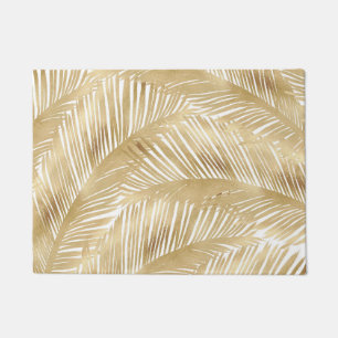 Modern Gold Palm Leaf tropisches Muster Fußmatte