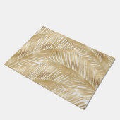 Modern Gold Palm Leaf tropisches Muster Fußmatte (Schrägansicht)