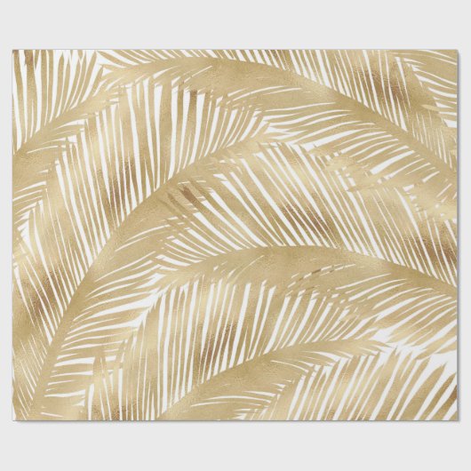 Modern Gold Palm Leaf tropisches Muster Geschenkpapier (Flach)