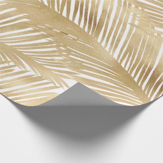 Modern Gold Palm Leaf tropisches Muster Geschenkpapier (Ecke)
