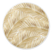 Modern Gold Palm Leaf tropisches Muster Keramikknauf (Vorderseite)