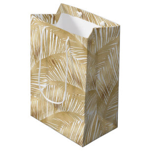 Modern Gold Palm Leaf tropisches Muster Mittlere Geschenktüte