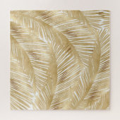 Modern Gold Palm Leaf tropisches Muster Puzzle (Horizontal)