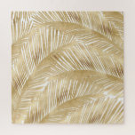 Modern Gold Palm Leaf tropisches Muster Puzzle<br><div class="desc">Sommerlich exotische Dschungelwaldpalmen Blätter,  gefüllt mit goldgelben Palmen Blätter Blattwerk,  einzigartige handbemalte tropische Wald Pflanze Muster,  auf einem soliden weißen Hintergrund. Stilvolle und trendige Regenwaldillustrierung,  goldenes tropisches Design,  perfekt für eine sommerliche botanische Natur aussehen goldene Dekoration.</div>