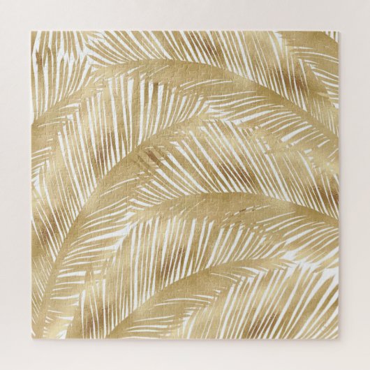 Modern Gold Palm Leaf tropisches Muster Puzzle (Vertikal)