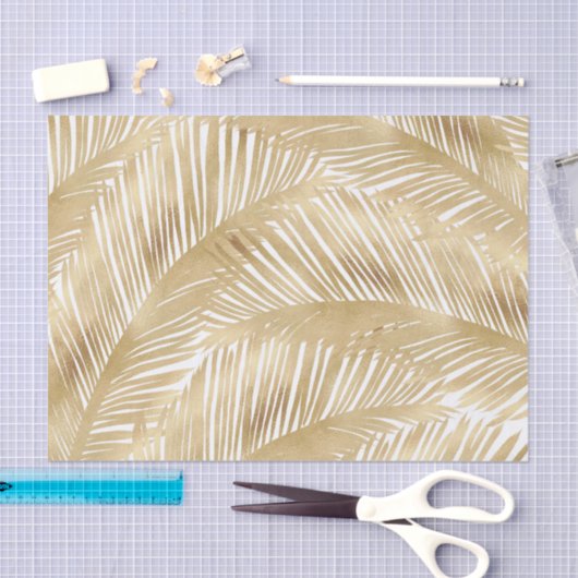 Modern Gold Palm Leaf tropisches Muster Seidenpapier (Handwerk)