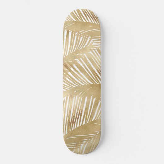Modern Gold Palm Leaf tropisches Muster Skateboard (Vorderseite)