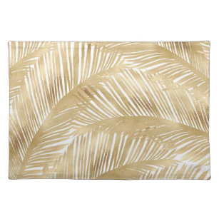 Modern Gold Palm Leaf tropisches Muster Stofftischset