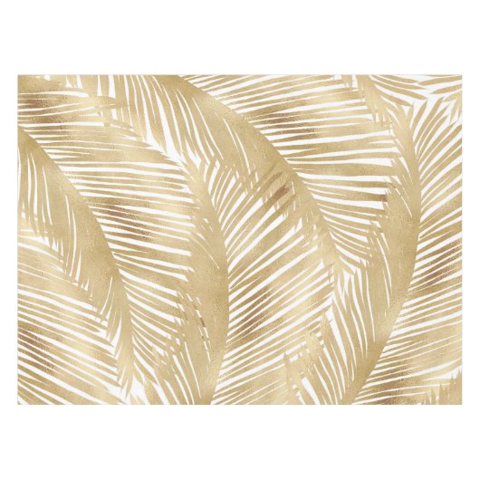 Modern Gold Palm Leaf tropisches Muster Tischdecke (Vorderseite (Horizontal))