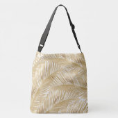 Modern Gold Palm Leaf tropisches Muster Tragetaschen Mit Langen Trägern (Rückseite)