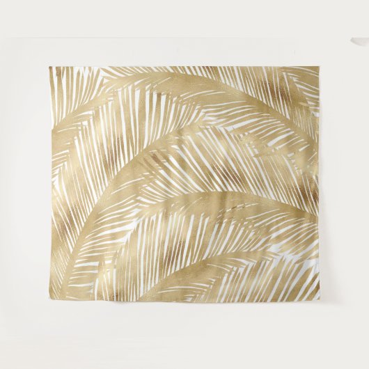 Modern Gold Palm Leaf tropisches Muster Wandteppich (Vorderseite (Horizontal))