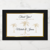 Modern Gold Palm Tree Tropical Wedding Schaumweinetikett (Einzelnes Label)