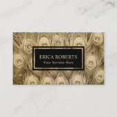 Modern Gold Peacock Feathers Beauty Salon Wellness Visitenkarte (Vorderseite)