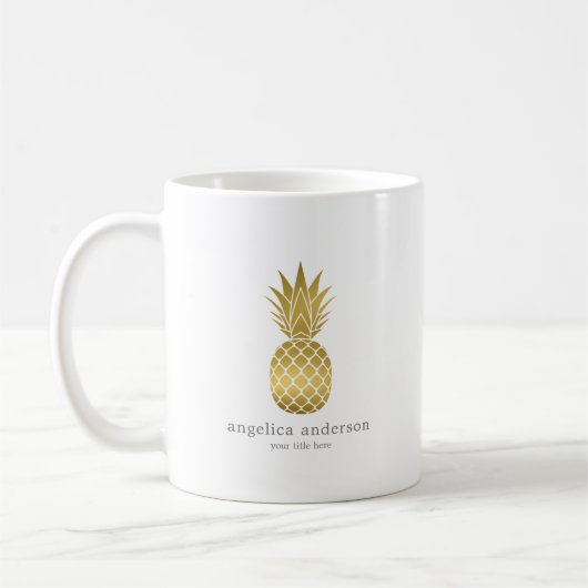 Modern Gold Pineapse personalisierte Mug Kaffeetasse (Links)