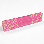 Modern Gold Pink Leopard Print Muster Namensplakette