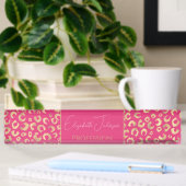 Modern Gold Pink Leopard Print Muster Namensplakette