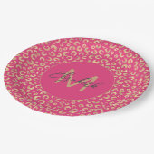 Modern Gold Pink Leopard Print Muster Pappteller (Schrägansicht)