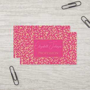 Modern Gold Pink Leopard Print Muster Visitenkarte