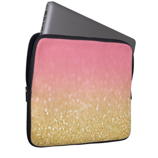 Modern Gold Pink Ombre Glitzer Notebook-Sleeve Cas Laptopschutzhülle (Vorne Rechts)