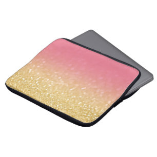 Modern Gold Pink Ombre Glitzer Notebook-Sleeve Cas Laptopschutzhülle