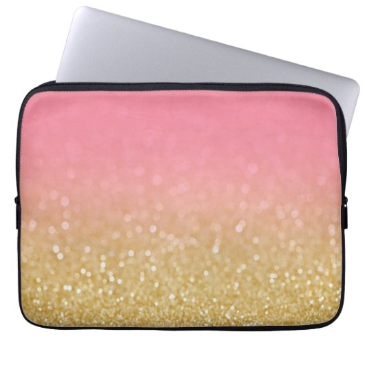 Modern Gold Pink Ombre Glitzer Notebook-Sleeve Cas Laptopschutzhülle (Vorderseite)