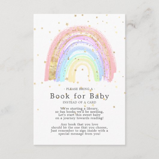 Modern Gold Pink Rainbow Book for Baby Card Begleitkarte (Vorderseite)